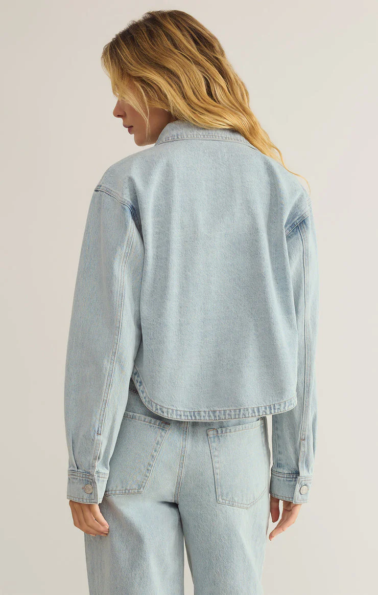 Z-Supply All Day Cropped Denim Jacket - FADED INDIGO - Image 2