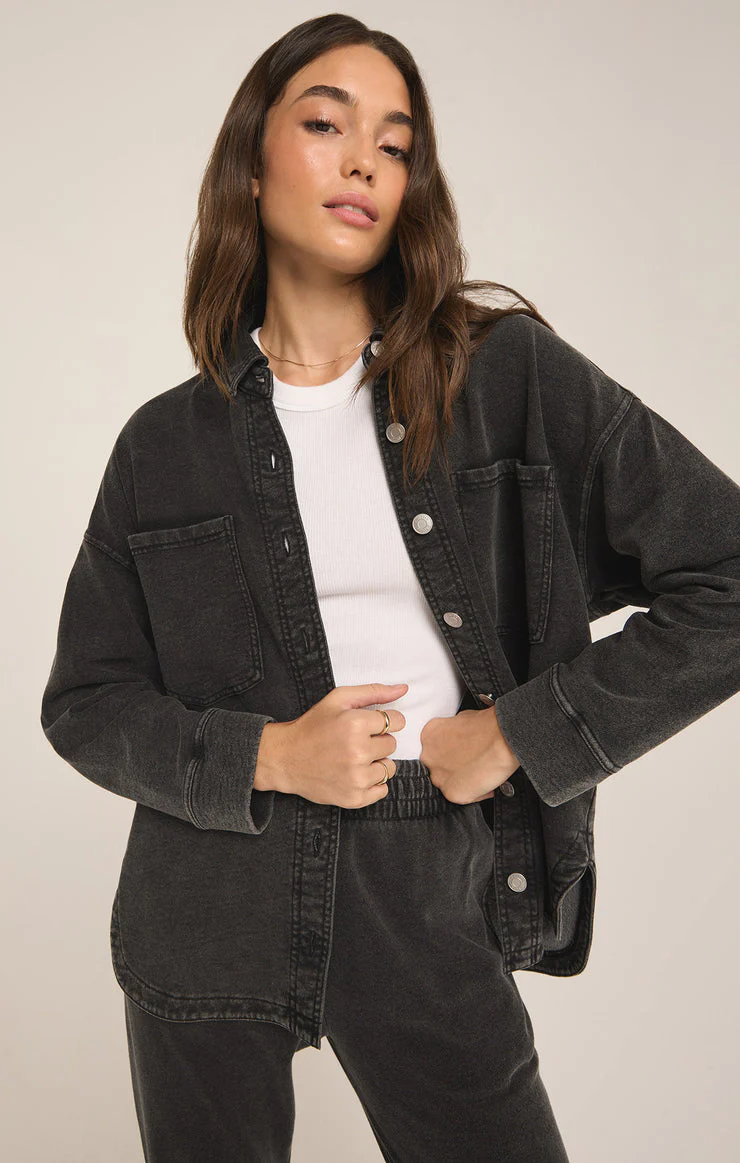 Z-Supply All Day Knit Denim Jacket - VINTAGE BLACK