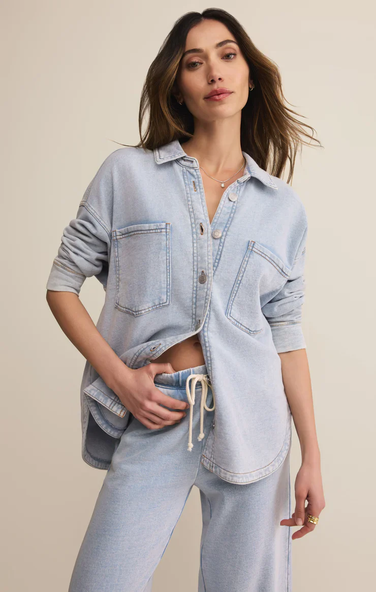 Z-Supply All Day Knit Denim Jacket - Washed Indigo