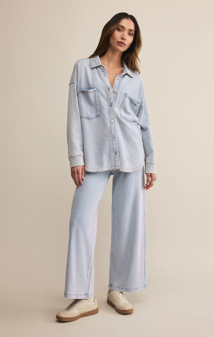 Z-Supply All Day Knit Denim Jacket - Washed Indigo - Image 2