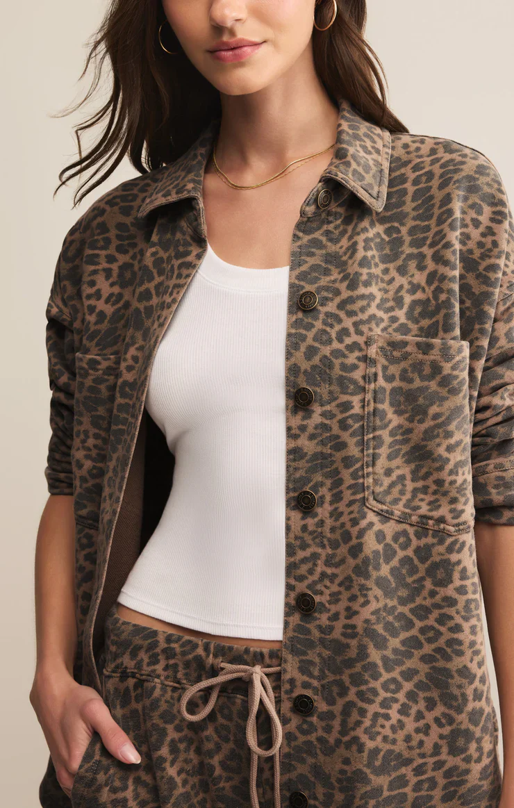 Z-Supply All Day Knit Leopard Jacket - Desert Tan - Image 4