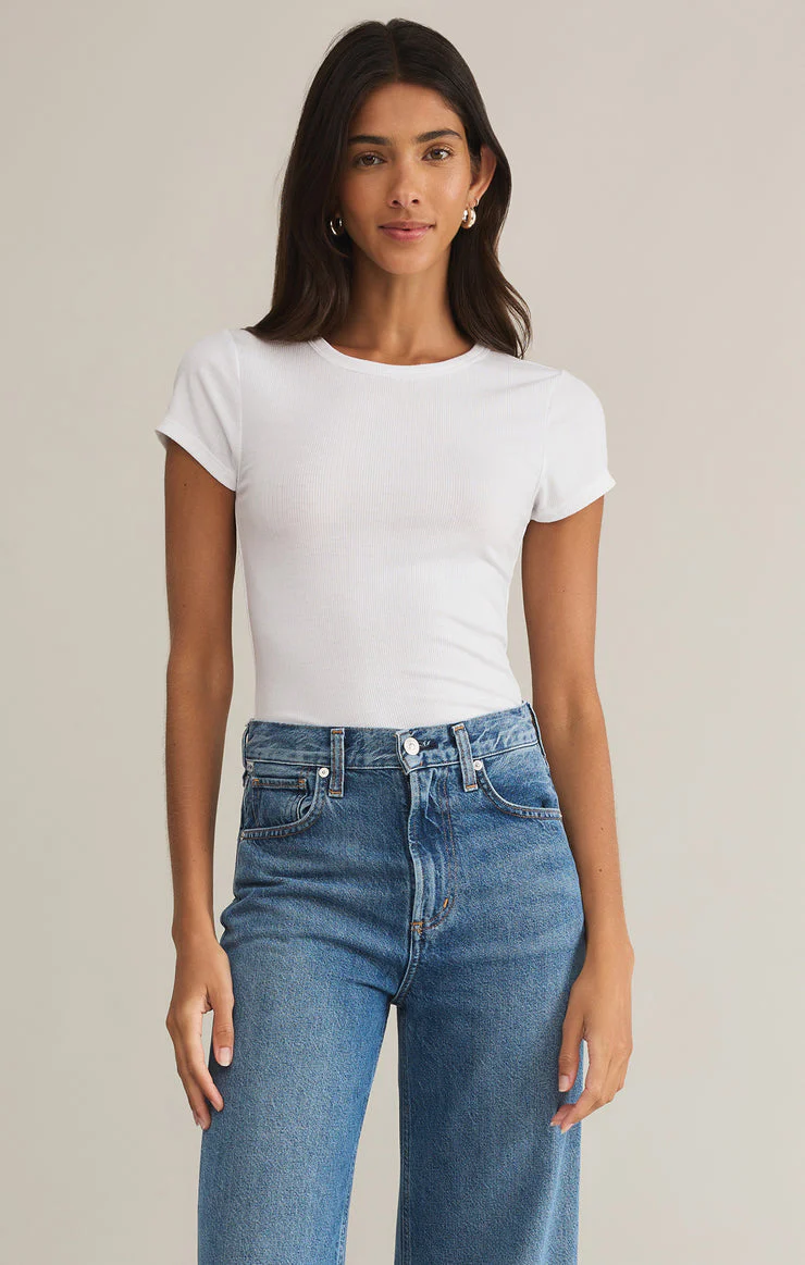 Z-Supply Avery Fitted Rib Tee - WHITE