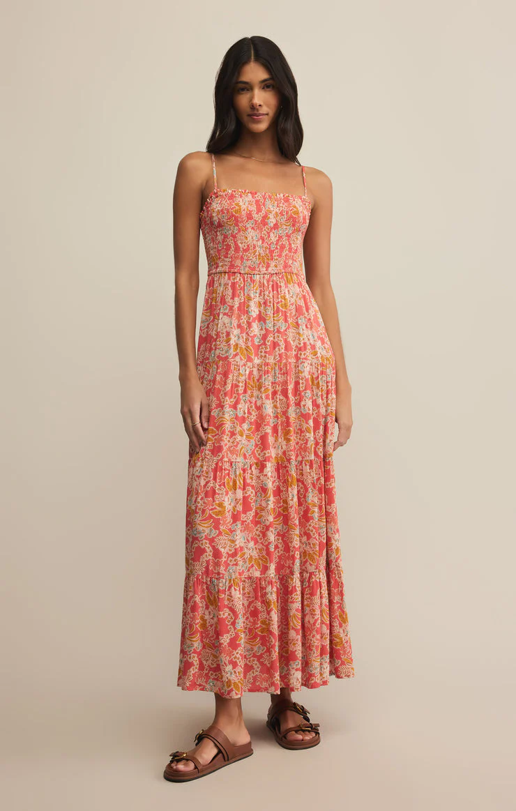Z-Supply Balos Jardin Floral Midi Dress - PERSIMMON