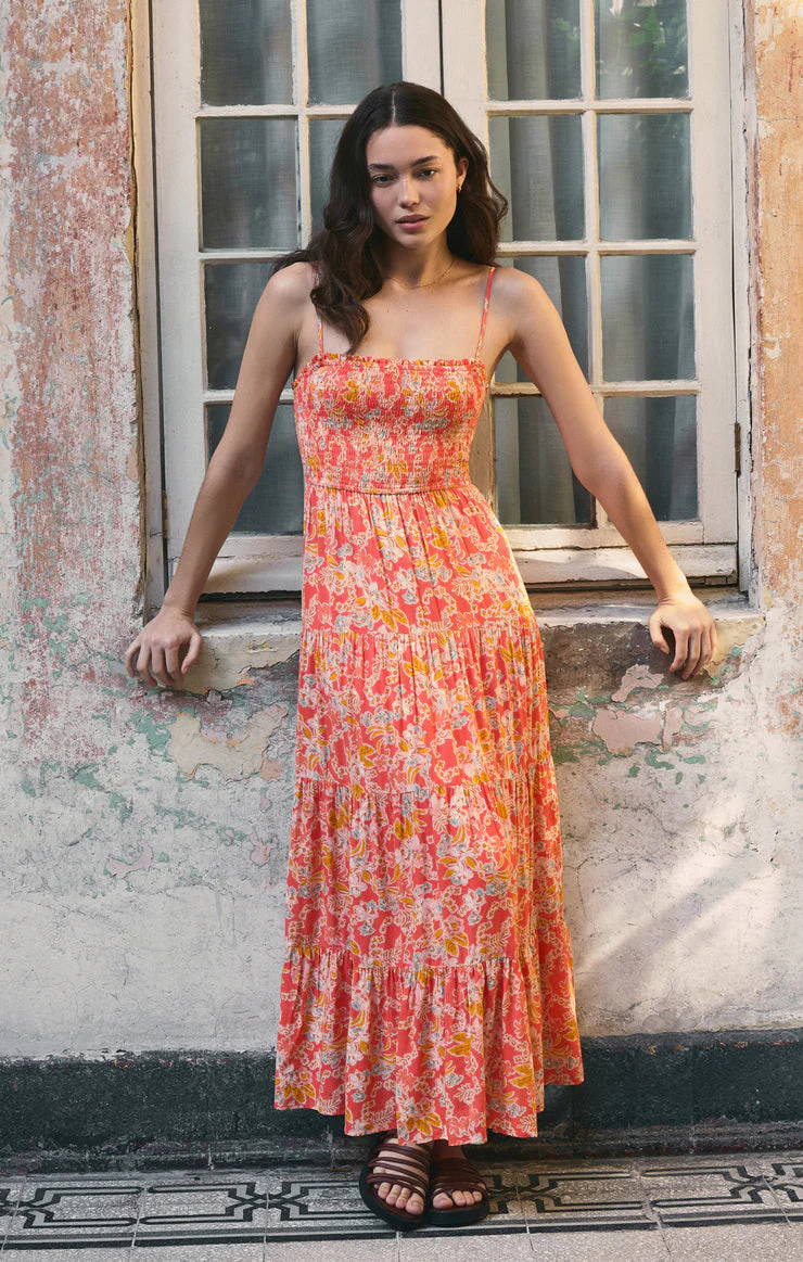 Z-Supply Balos Jardin Floral Midi Dress - PERSIMMON - Image 3