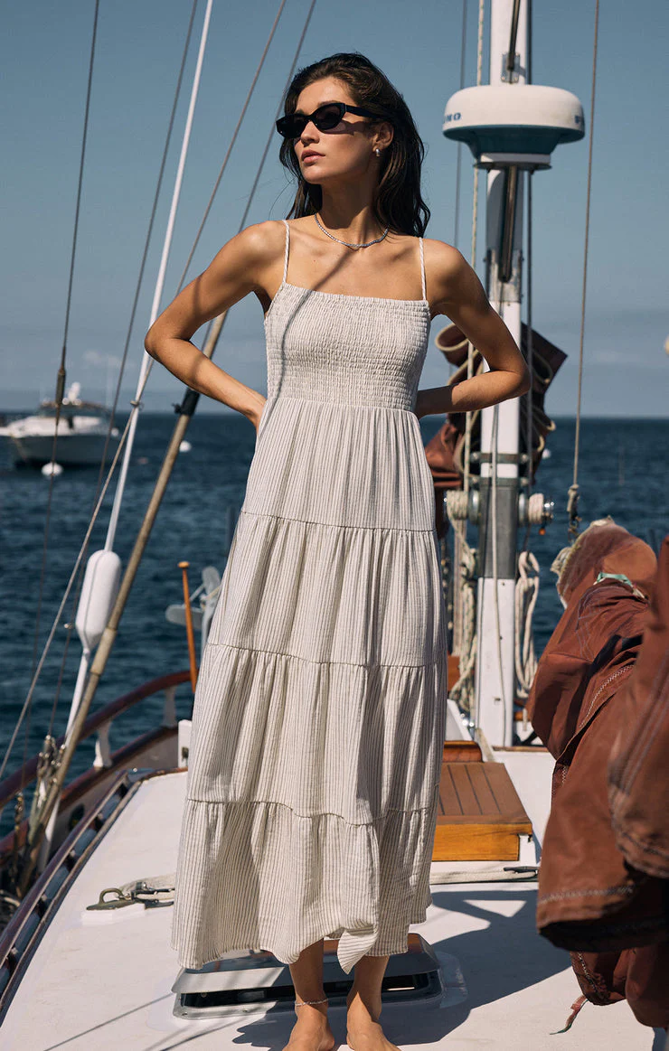 Z-Supply Balos Striped Gauze Maxi Dress - NATURAL