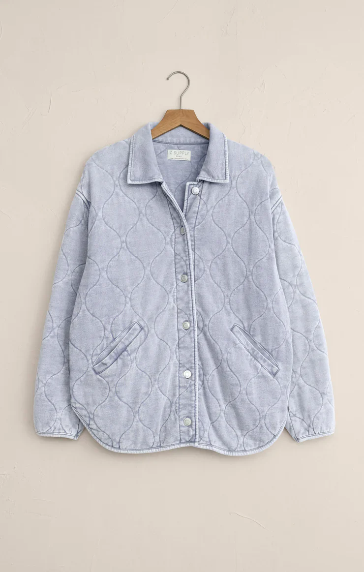 Z-Supply Boulder Quilted Knit Denim Jacket - Washed Indigo - Image 5