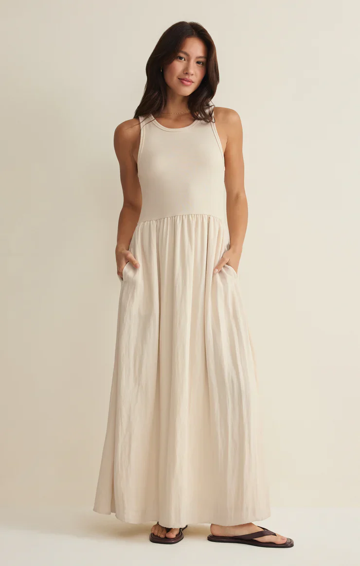Z-Supply Charlotte Rib Midi Dress - Crystal - Image 4