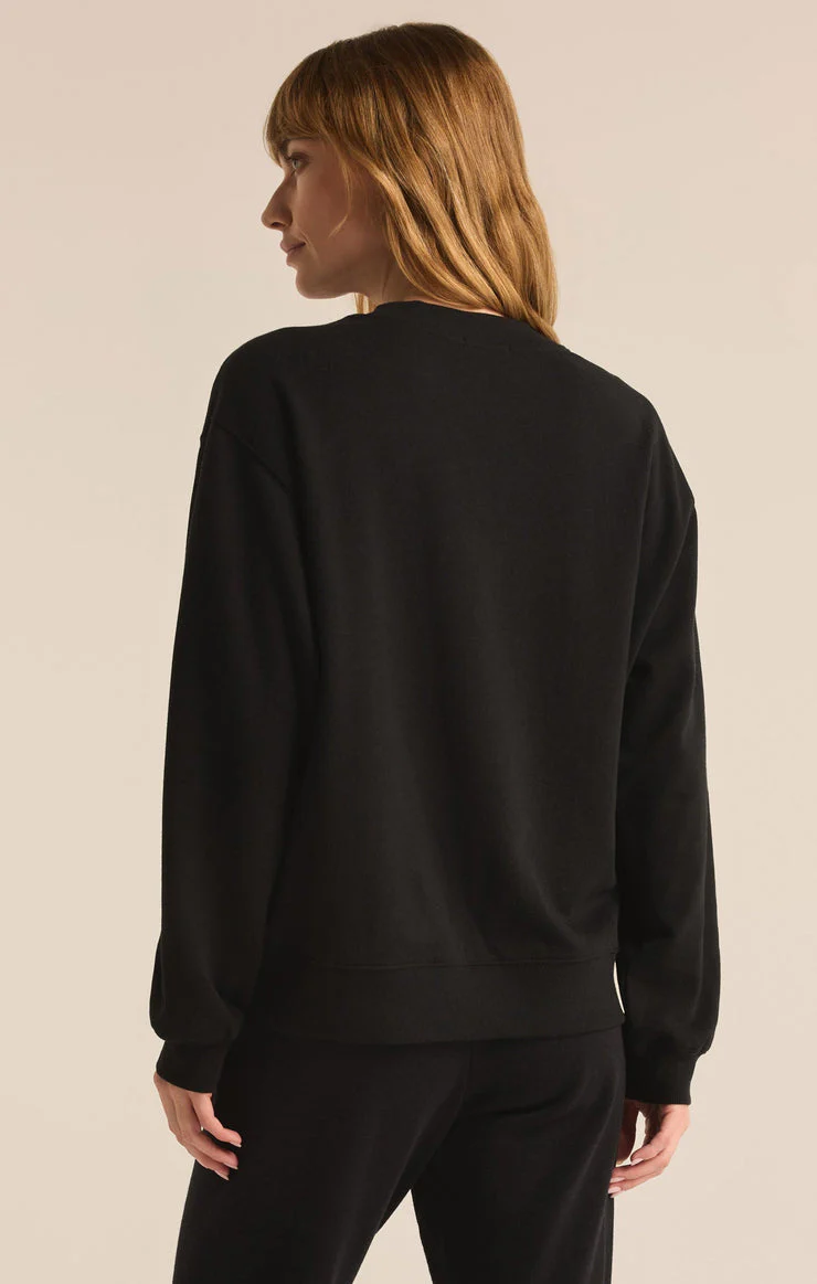 Z-Supply Classic Boyfriend Fleece Sweatshirt - BLACK - Image 2