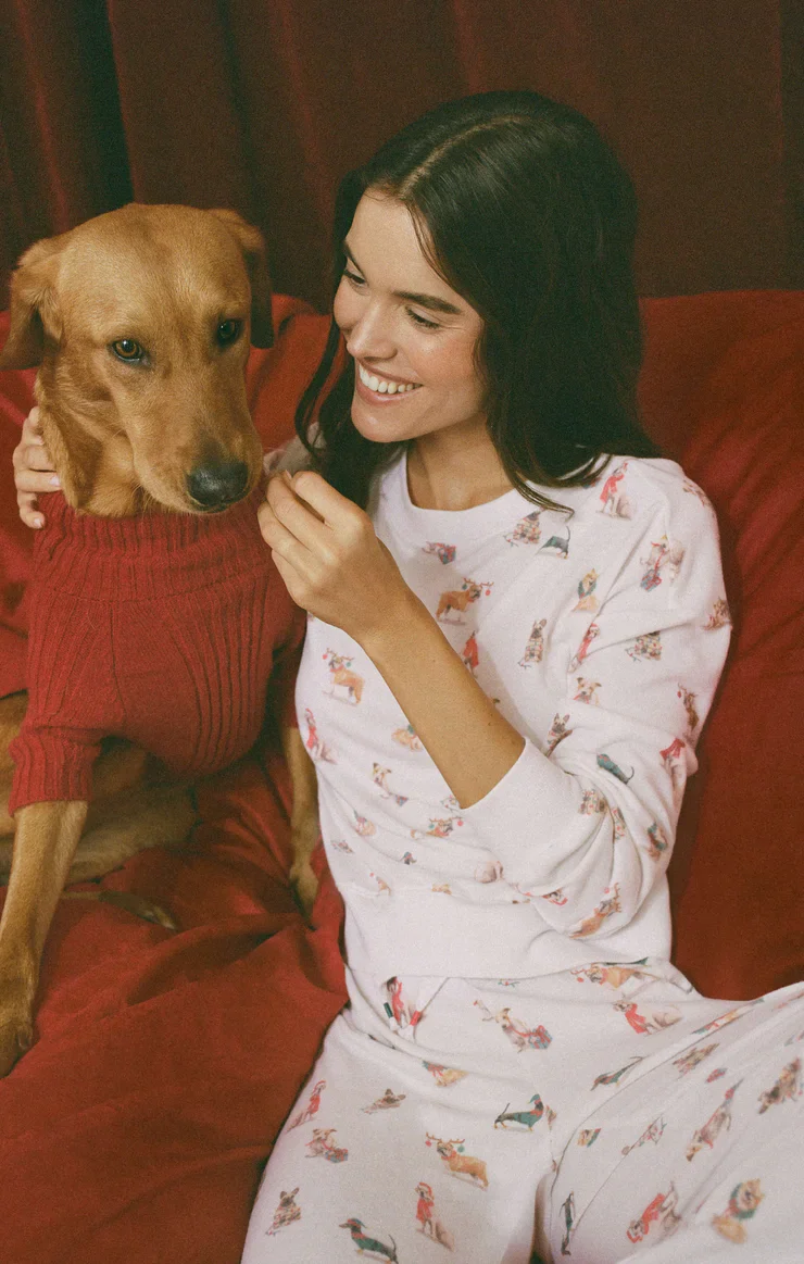 Z-Supply Cozy Up Pup Long Sleeve Top - White - Image 2