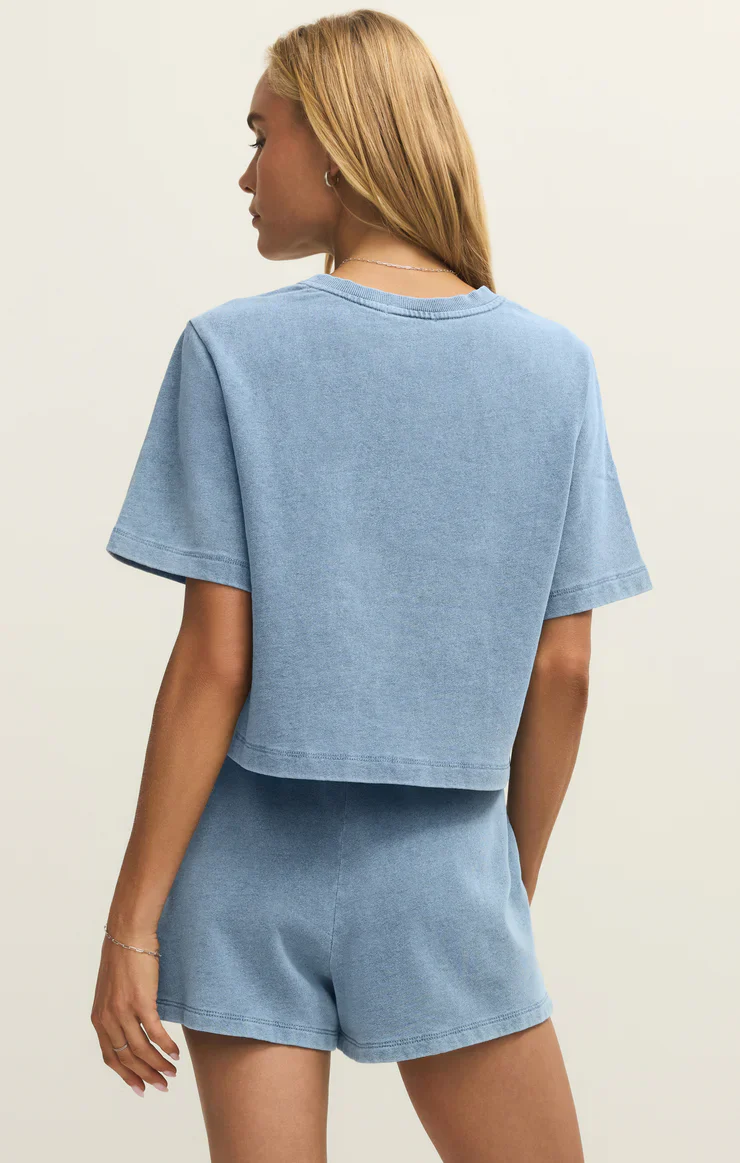 Z-Supply Curran Knit Denim Cropped Sweatshirt - Ocean Air Indigo - Image 4