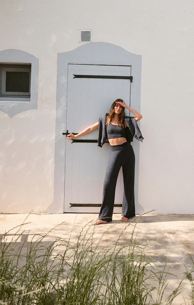 Z-Supply Dawn Smocked Rib Pant - Black Sand - Image 3