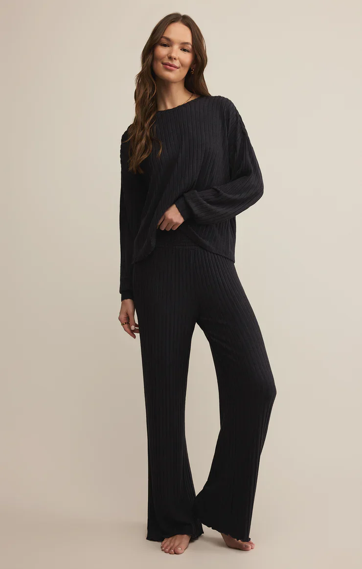 Z-Supply Dawn Smocked Rib Pant - Black Sand - Image 4