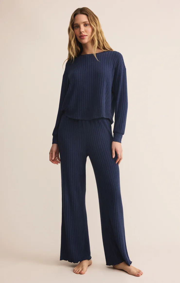 Z-Supply Dawn Smocked Rib Pant - Blue Sapphire - Image 4