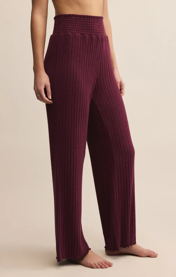 Z-Supply Dawn Smocked Rib Pant - Merlot - Image 4
