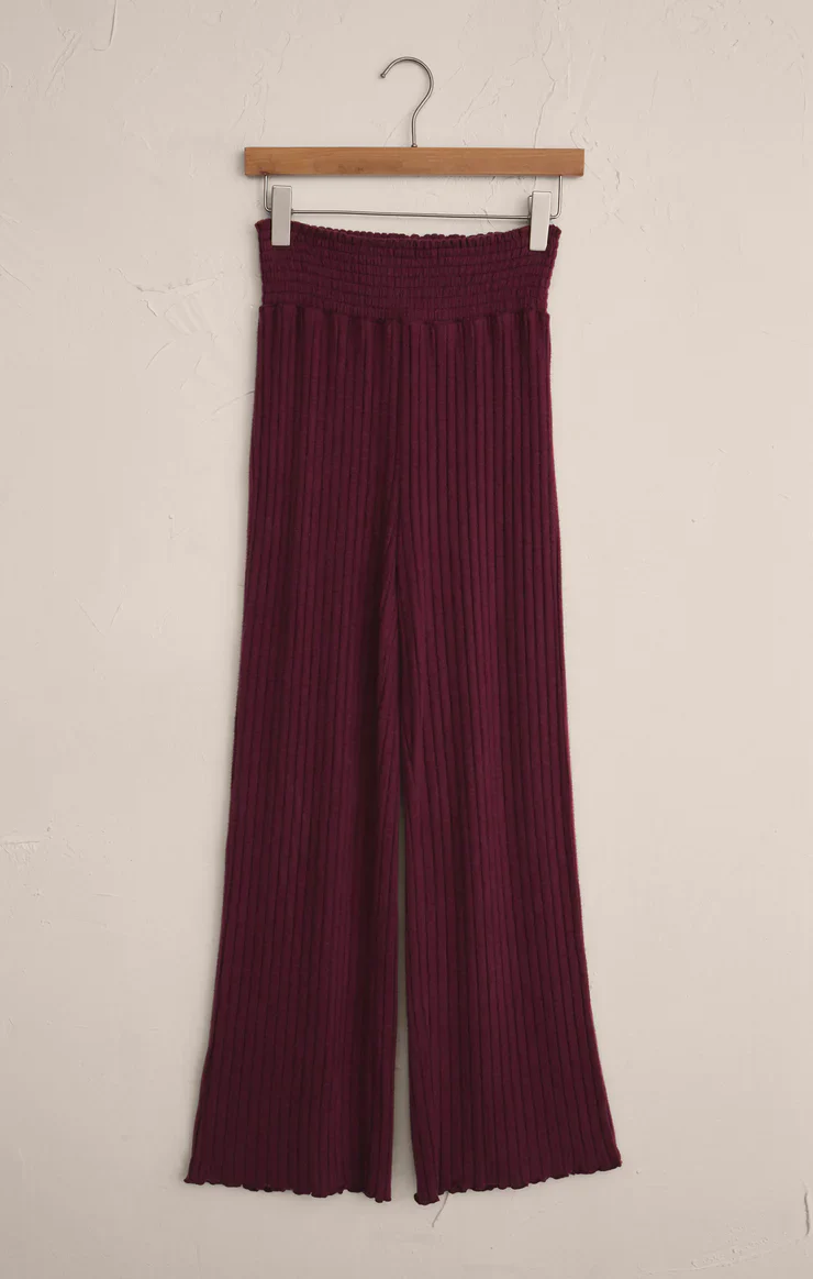 Z-Supply Dawn Smocked Rib Pant - Merlot - Image 5