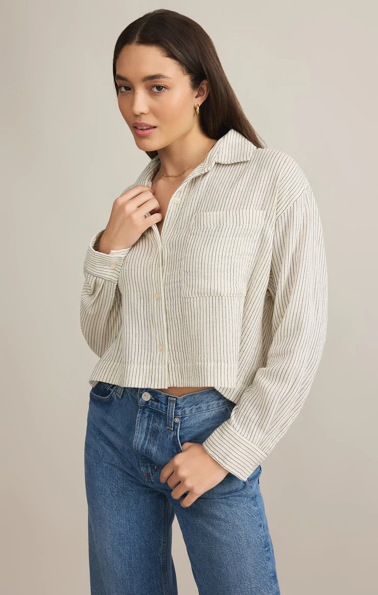 Z-Supply Del Mar Cotton Gauze Striped Shirt - NATURAL