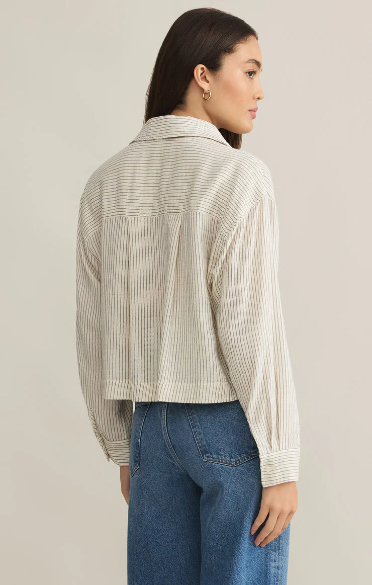 Z-Supply Del Mar Cotton Gauze Striped Shirt - NATURAL - Image 2