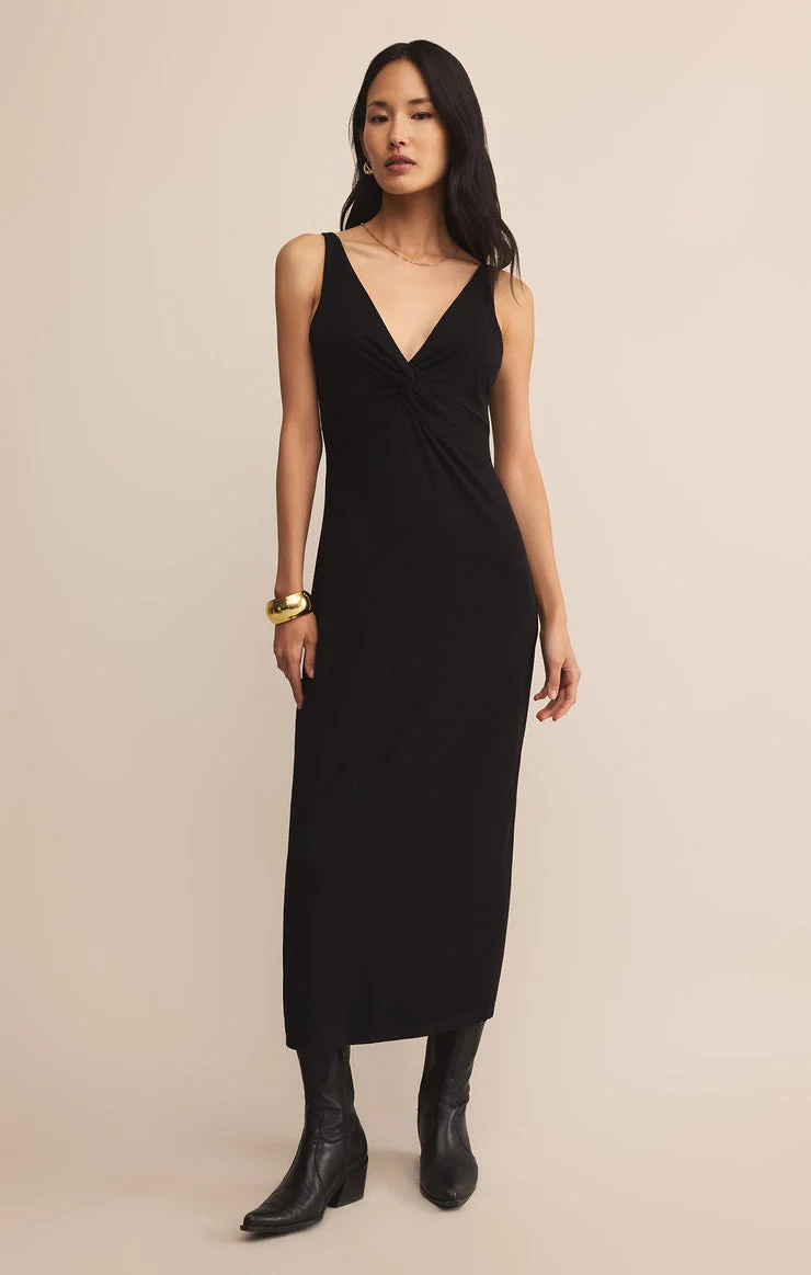 Z-Supply Eleve Twist Midi Dress - Black
