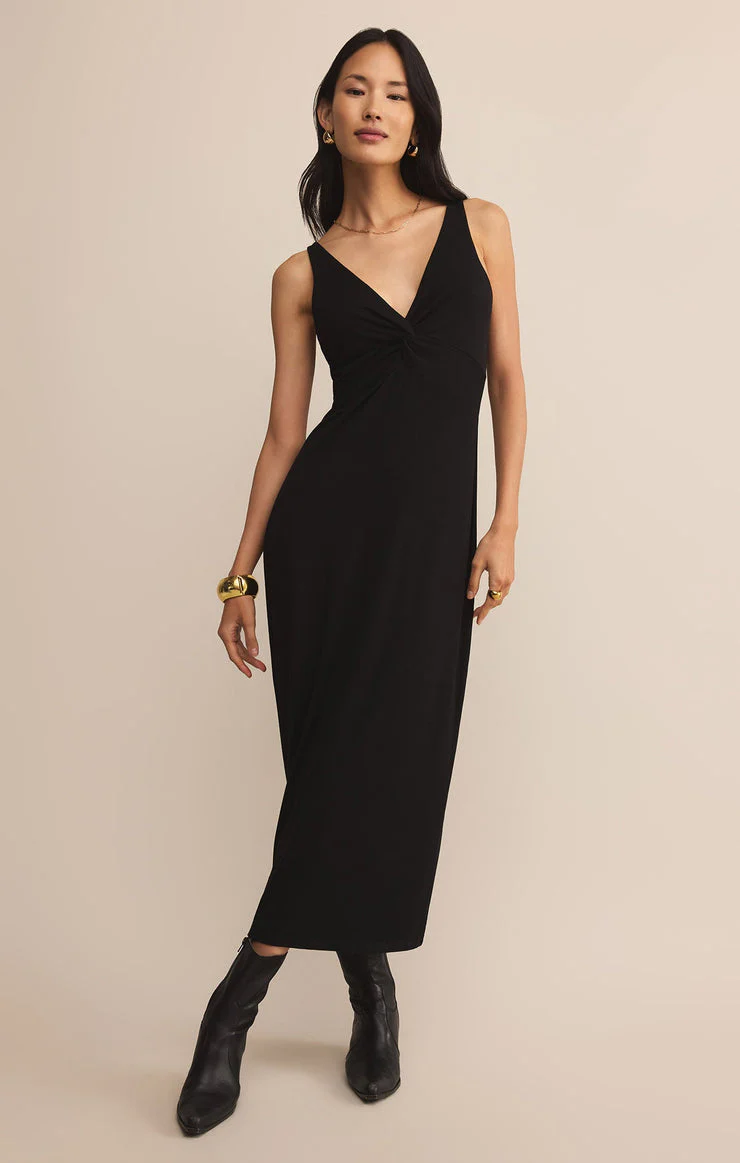 Z-Supply Eleve Twist Midi Dress - Black - Image 3
