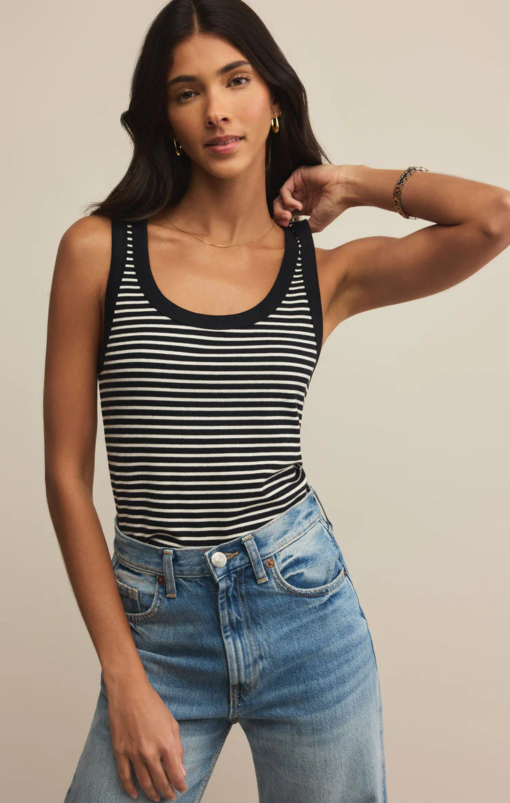 Z-Supply Elin Stripe Rib Tank - BLACK