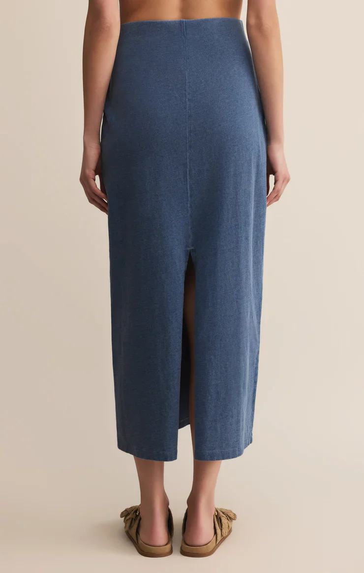 Z-Supply Gail Jersey Denim Midi Skirt - Vintage Indigo - Image 2