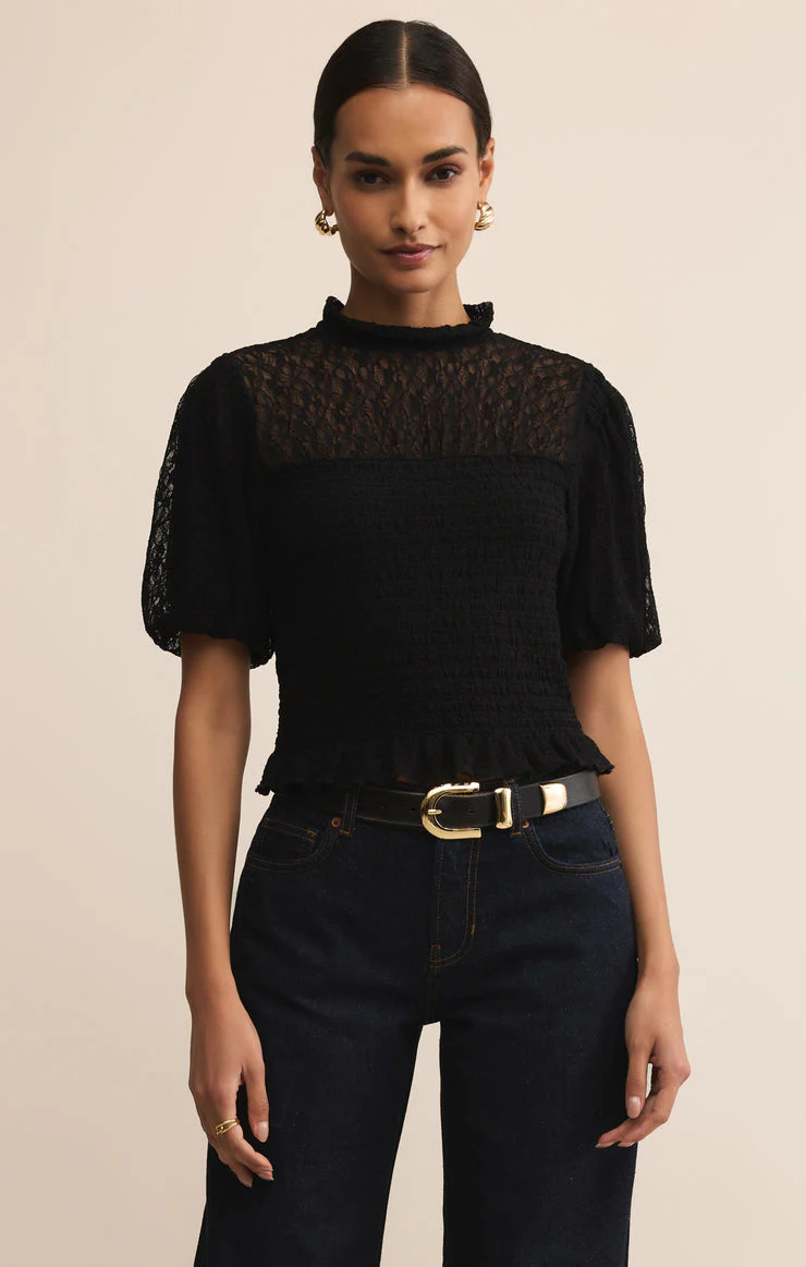 Z-Supply Glimpse Lace Top - Black - Image 3