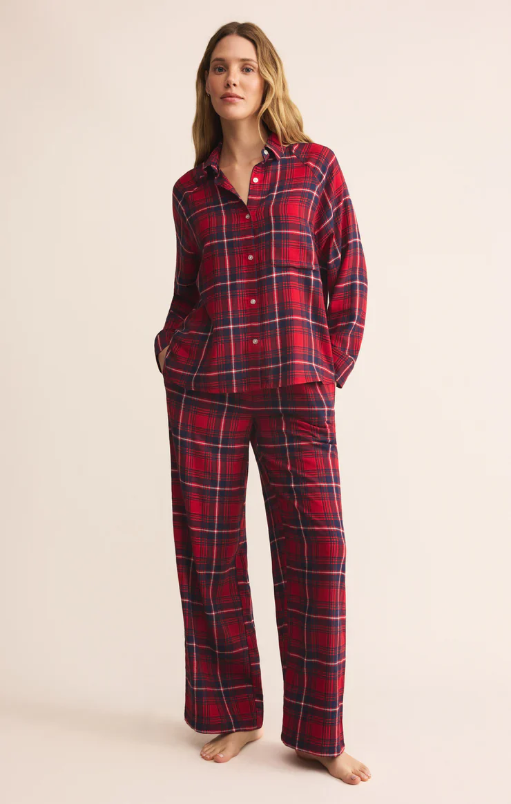 Z-Supply Hangout Plaid Pant - Haute Red - Image 4