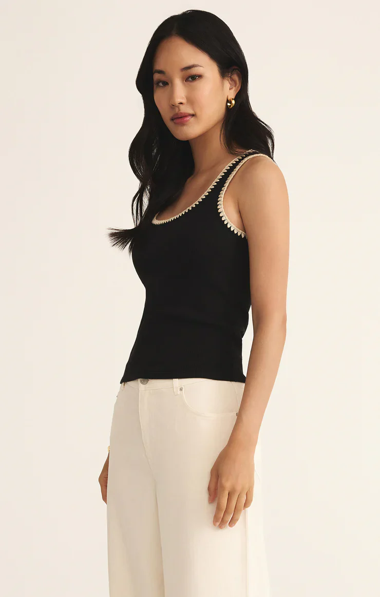 Z-Supply Jaidynn Whipstitch Rib Tank - Black