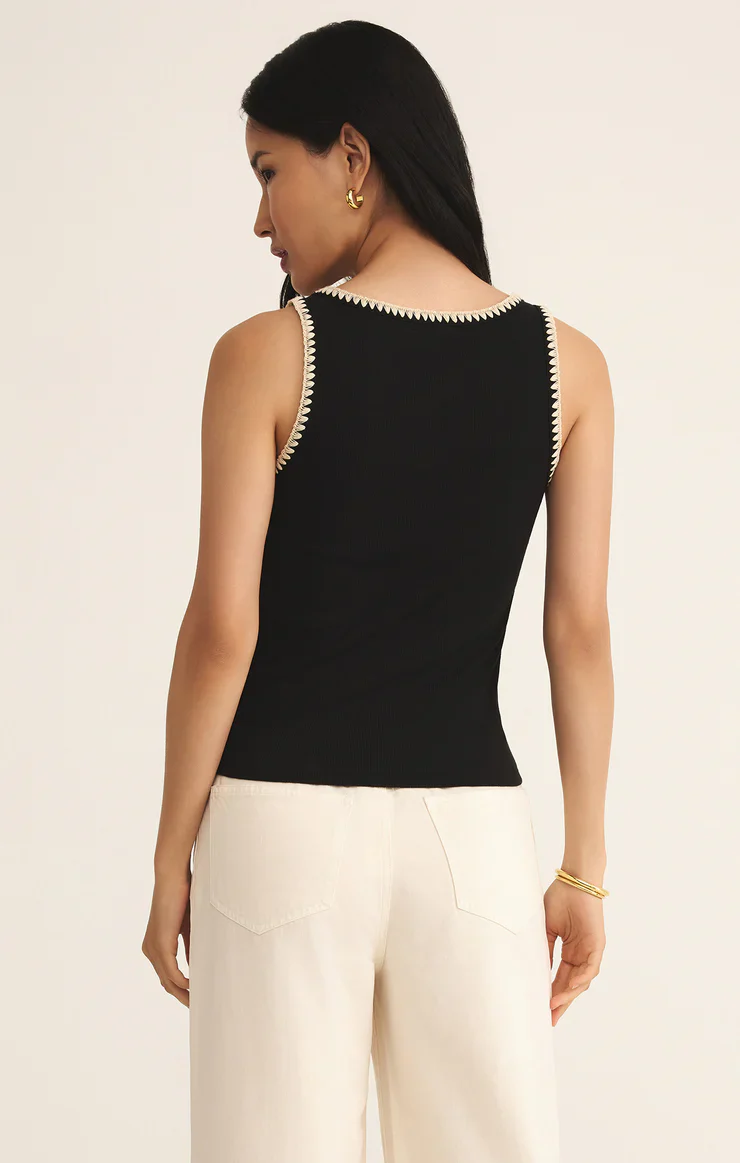 Z-Supply Jaidynn Whipstitch Rib Tank - Black - Image 3