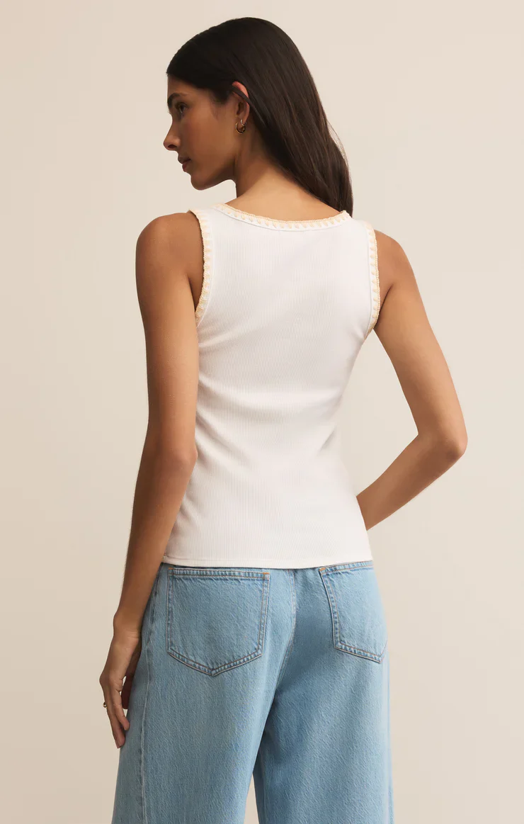 Z-Supply Jaidynn Whipstitch Rib Tank - White - Image 2