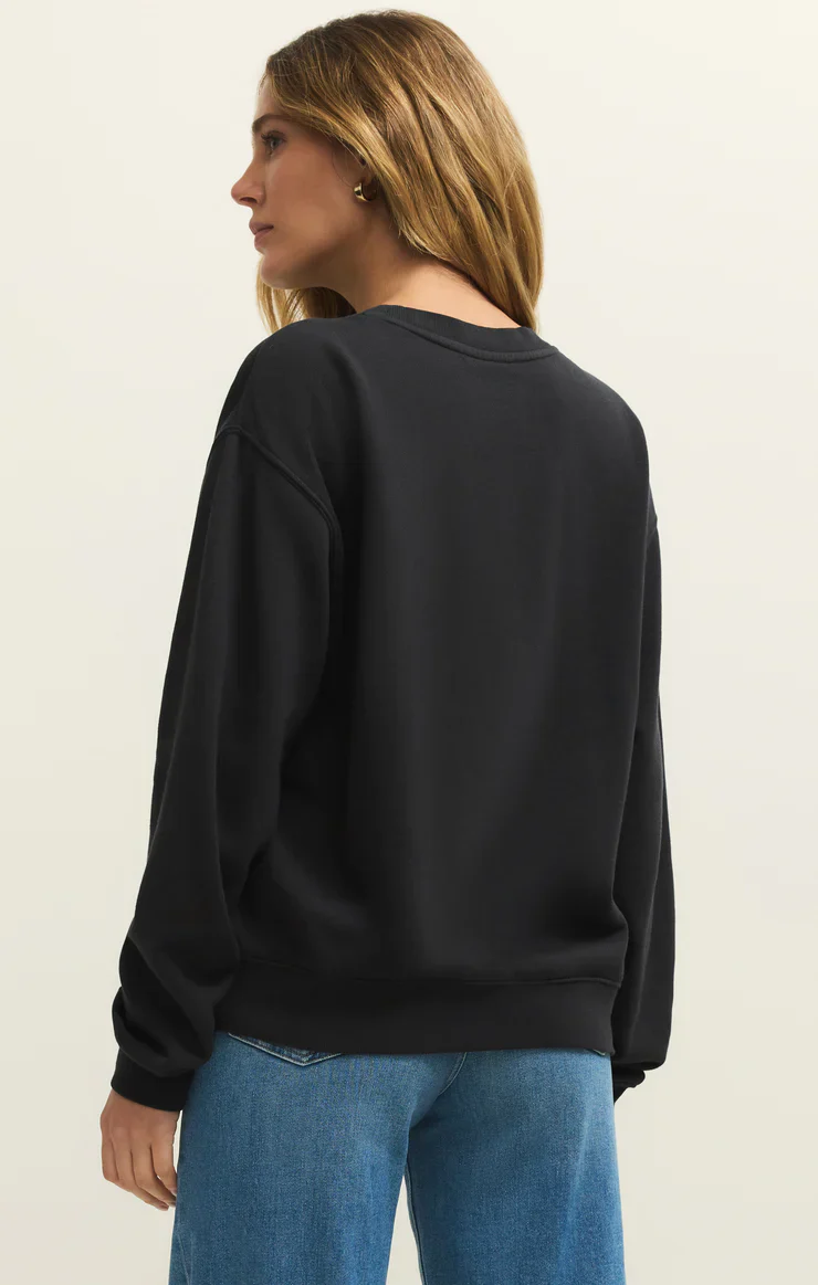 Z-Supply La Playa Boyfriend Sweatshirt - Black Sand - Image 2