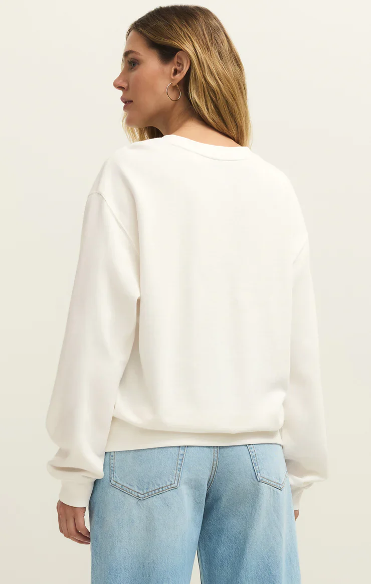 Z-Supply Malibu Boyfriend Sweatshirt - Sea Salt - Image 2