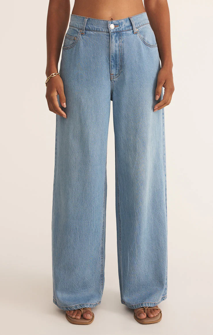 Z-Supply Mia Luxe Soft Denim Pant - LIGHT VINTAGE INDIGO