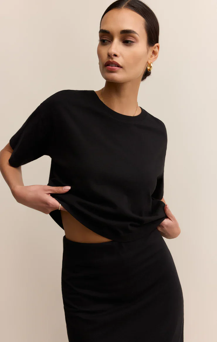 Z-Supply On The Go Cotton Jersey Tee - True Black - Image 3