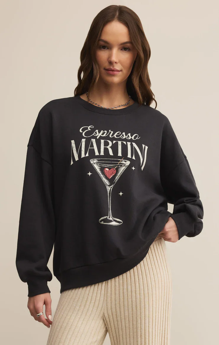 Z-Supply Oversized Espresso Martini Sweatshirt - Black Sand - Image 4