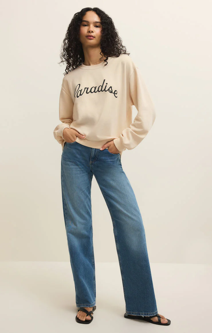 Z-Supply Paradise Boyfriend Sweatshirt - Linen - Image 2