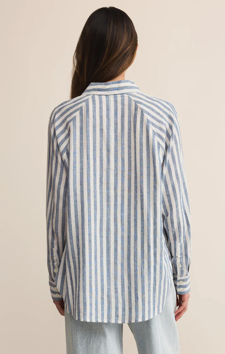 Z-Supply Perfect Linen Striped Top - Boathouse - Image 2
