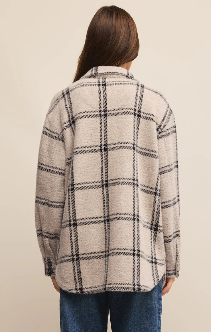 Z-Supply Plaid Tucker Shirt Jacket - Crystal Grey - Image 3
