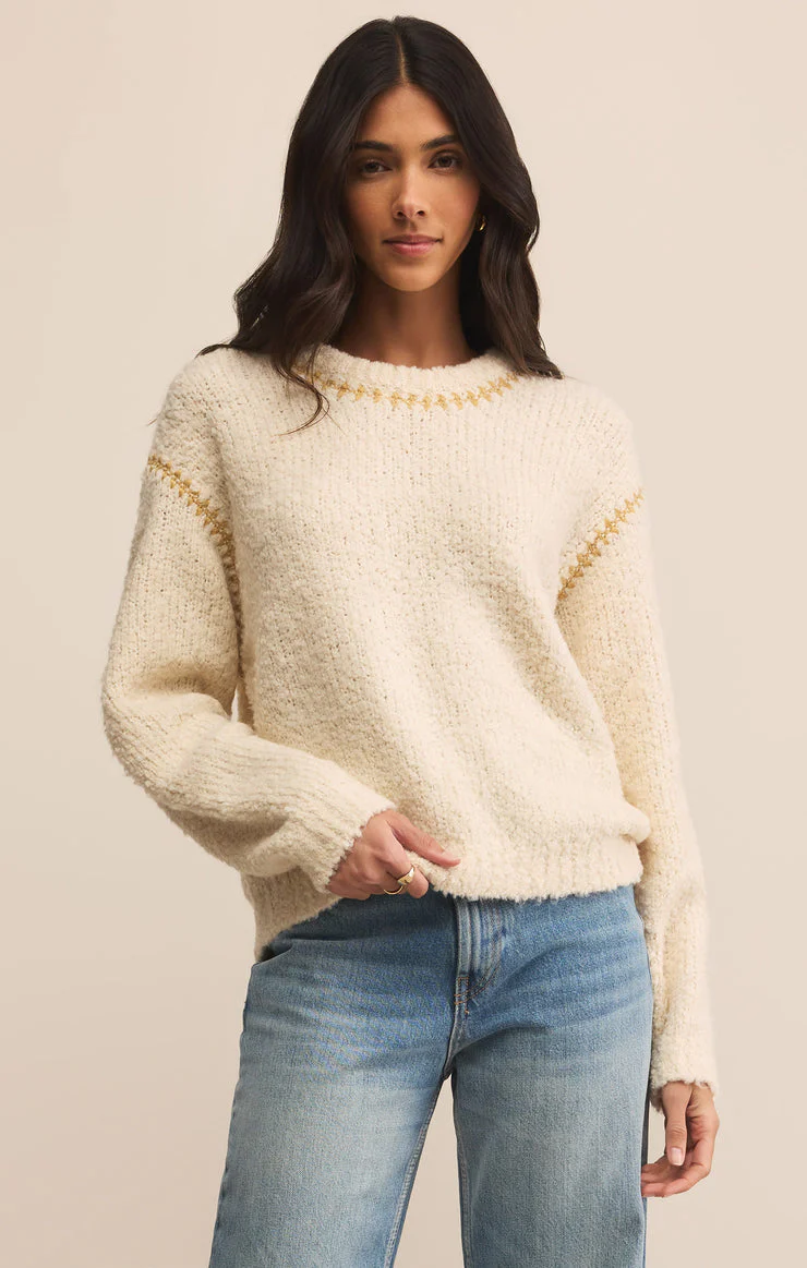 Z-Supply Romie Whipstich Sweater - Crystal - Image 4