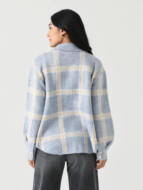 Z-Supply Tyler Plaid Sweater Jacket - LIGHT DENIM - Image 2