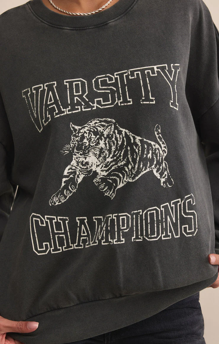 Z-Supply Varsity Sunday Sweatshirt - Black Sand - Image 4