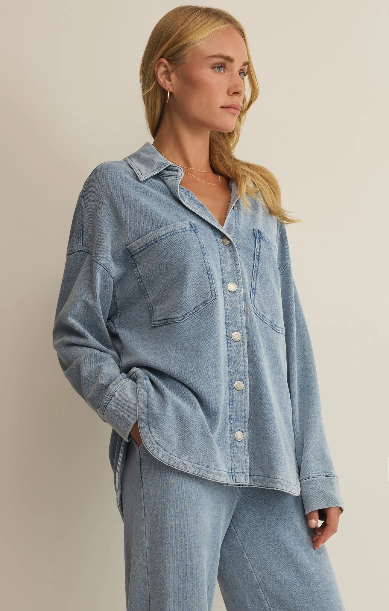 Z-Supply Women's All Day Knit Denim Jacket - Ocean Air Indigo - Image 2
