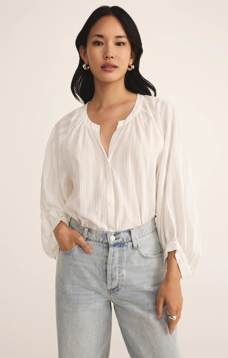 Z-Supply Wren Button Up Top - WHITE