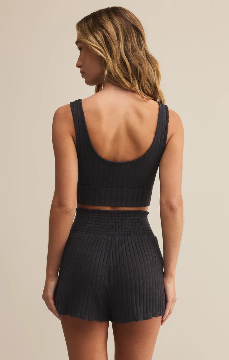 Z-Supply Zoe Silky Rib Tank Bra - Black Sand - Image 3