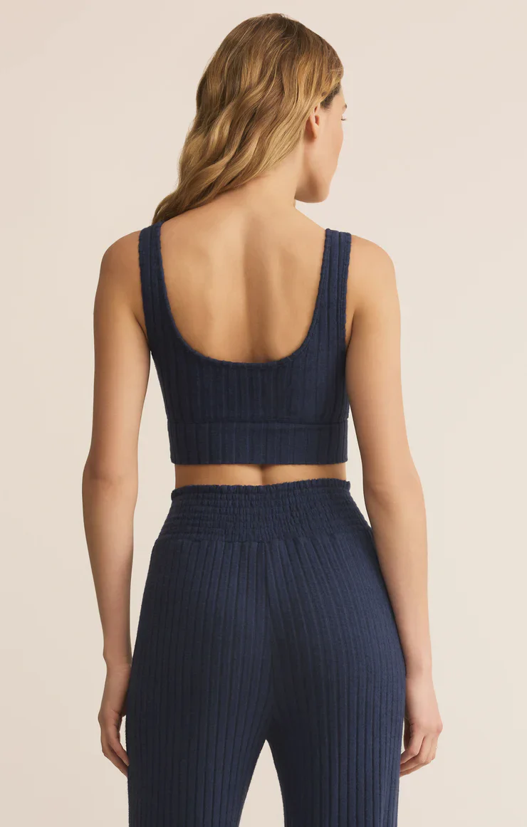 Z-Supply Zoe Silky Rib Tank Bra - Blue Sapphire - Image 3