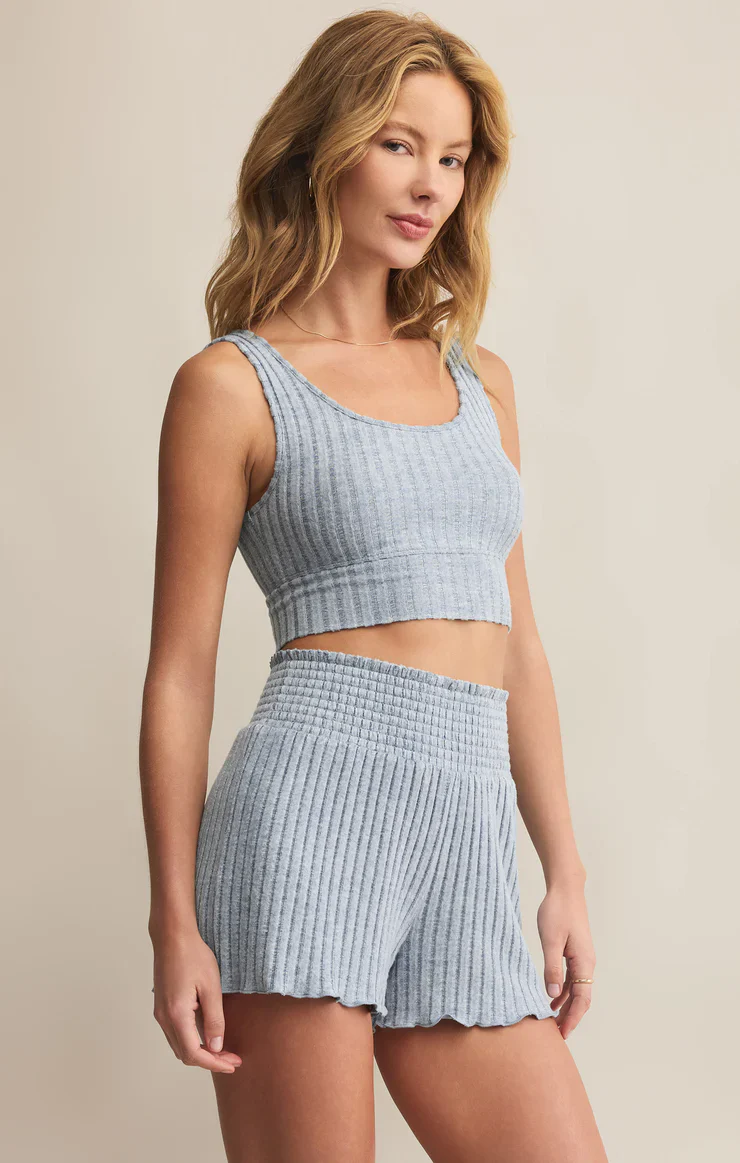 Z-Supply Zoe Silky Rib Tank Bra - Light Denim