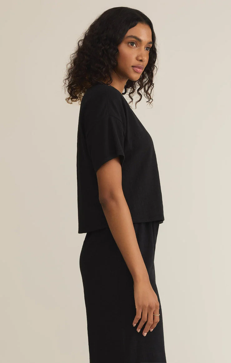 Z-Supply Sway Textured Slub Cropped Tee - Black - Image 2