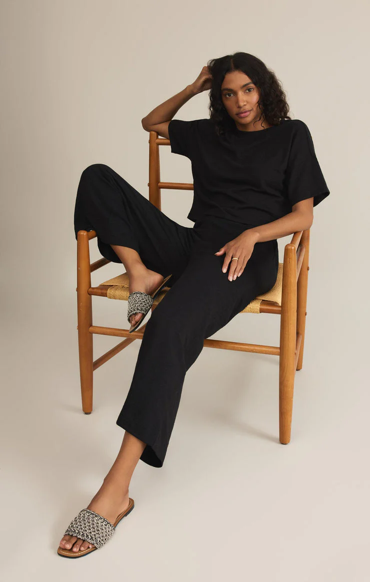 Z-Supply Sway Textured Slub Cropped Tee - Black - Image 3