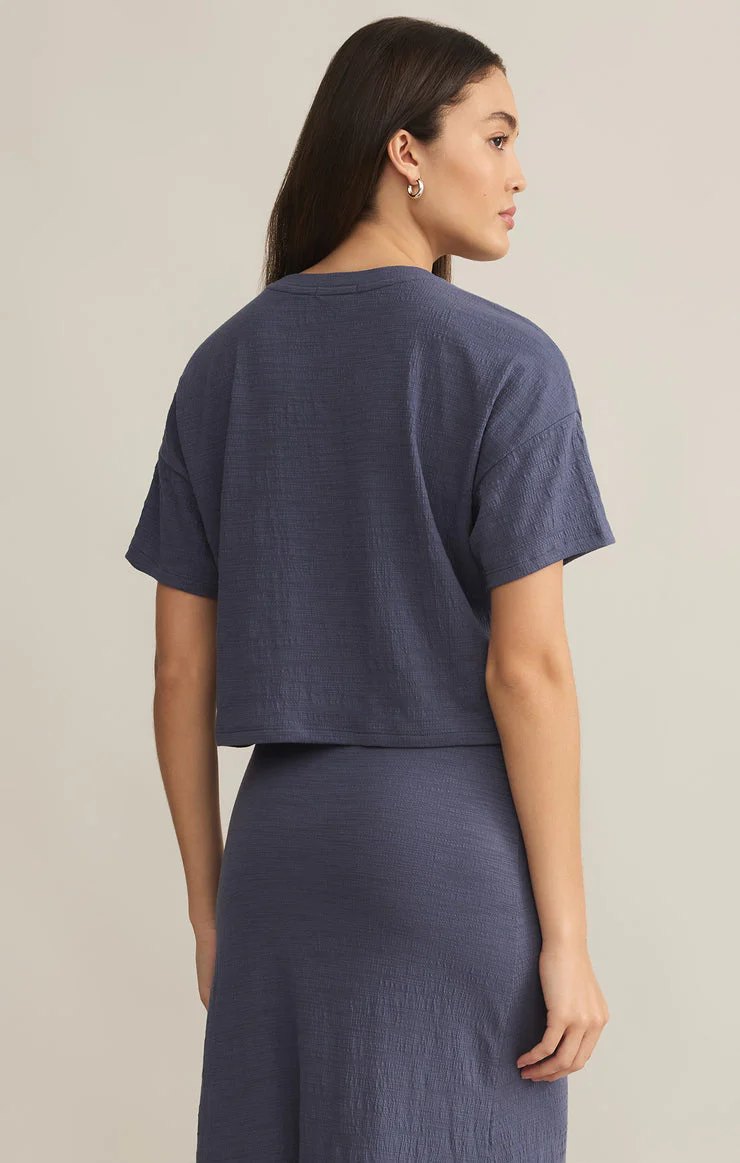 Z-Supply Sway Textured Slub Cropped Tee - Worn Blue - Image 2