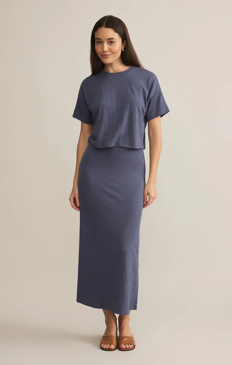Z-Supply Sway Textured Slub Cropped Tee - Worn Blue - Image 3
